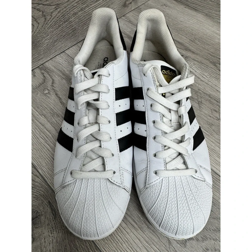 Adidas Superstar Originals White Black Leather Womens Sneakers Shoes Size 8.5